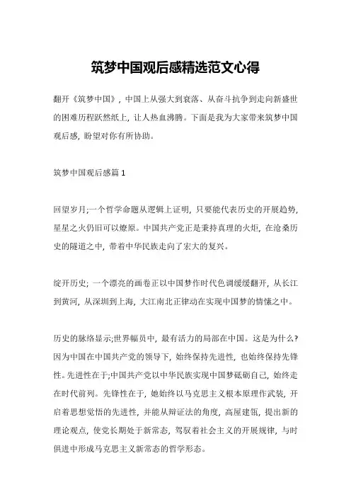 筑梦中国观后感精选范文心得
