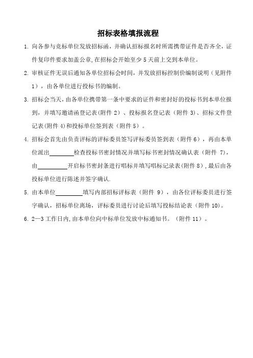 招标表格填报流程【范本模板】