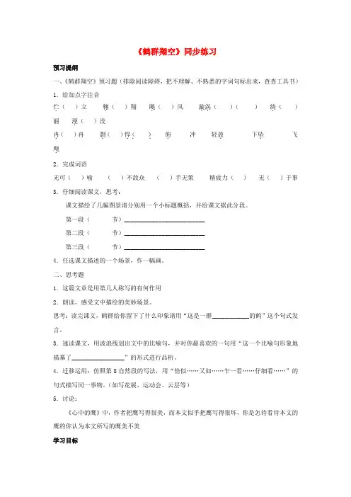 六年级语文下册 《鹤群翔空》同步练习 鲁教版