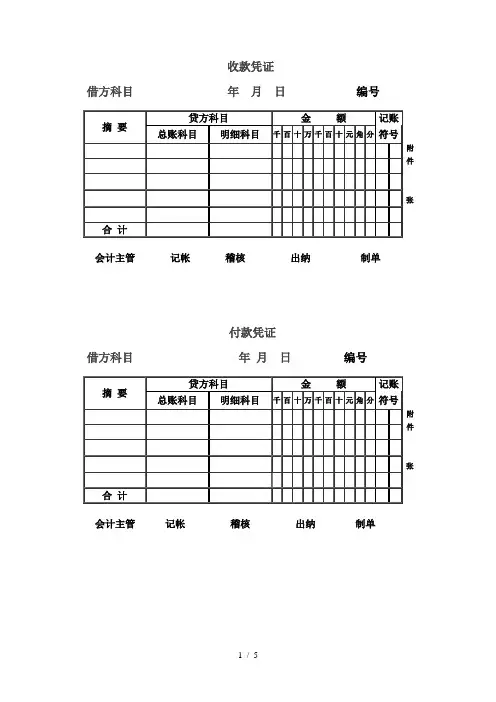 会计凭证、账簿、报表模板