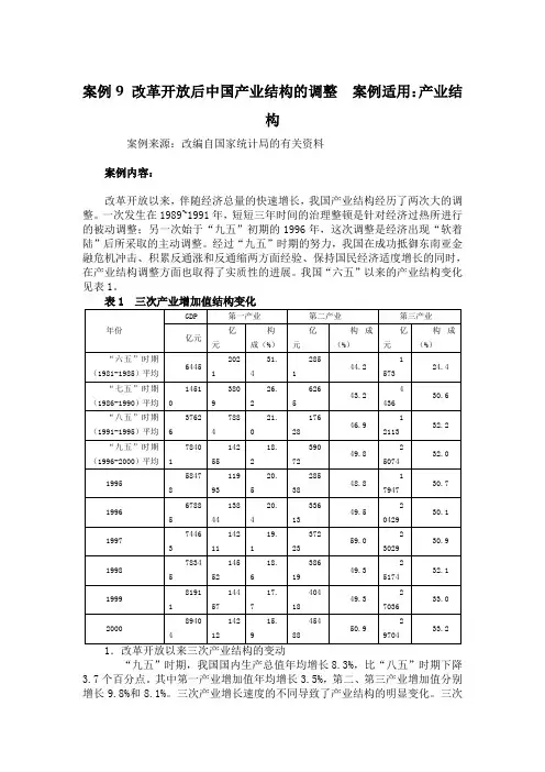 产业经济学案例改革开放后中国产业结构的调整