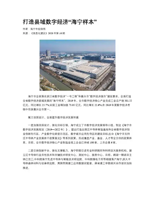 打造县域数字经济“海宁样本”