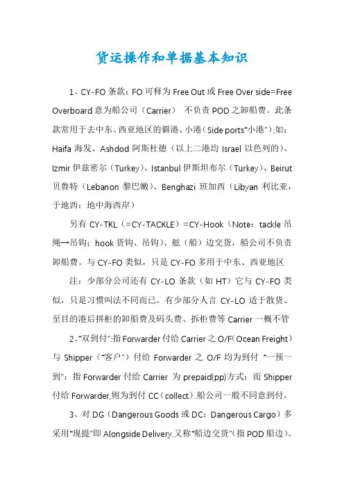 货运操作和单据基本知识