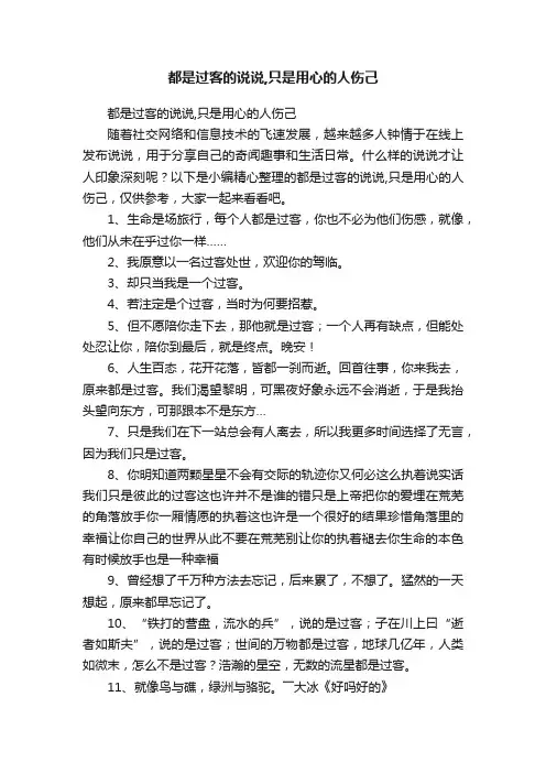 都是过客的说说,只是用心的人伤己