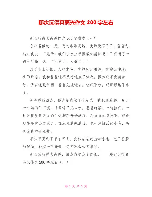 那次玩得真高兴作文200字左右