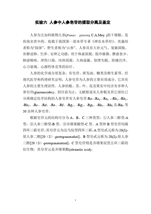人参中人参皂苷的提取分离及鉴定