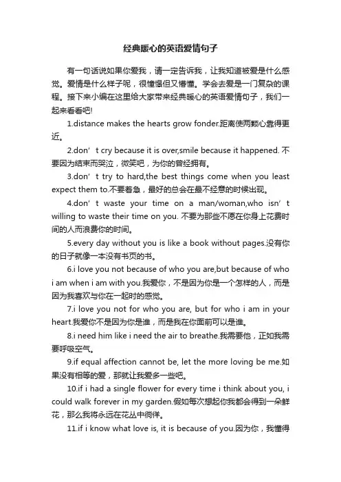 经典暖心的英语爱情句子