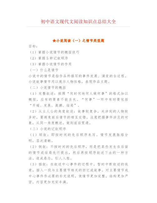 【中考语文】初中语文现代文阅读知识点总结大全,孩子用得上!