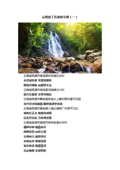 云南省丁氏家族字辈（一）