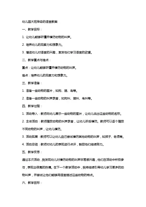 幼儿园大班神奇的语言教案