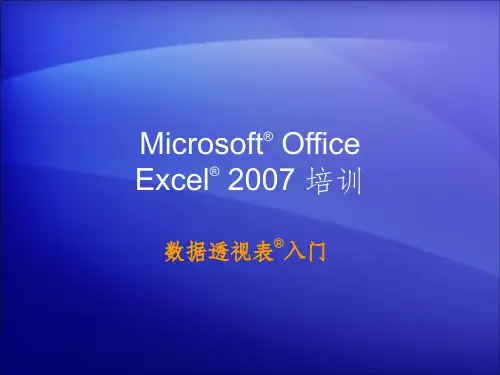 Excel数据透视表经典教程ppt课件