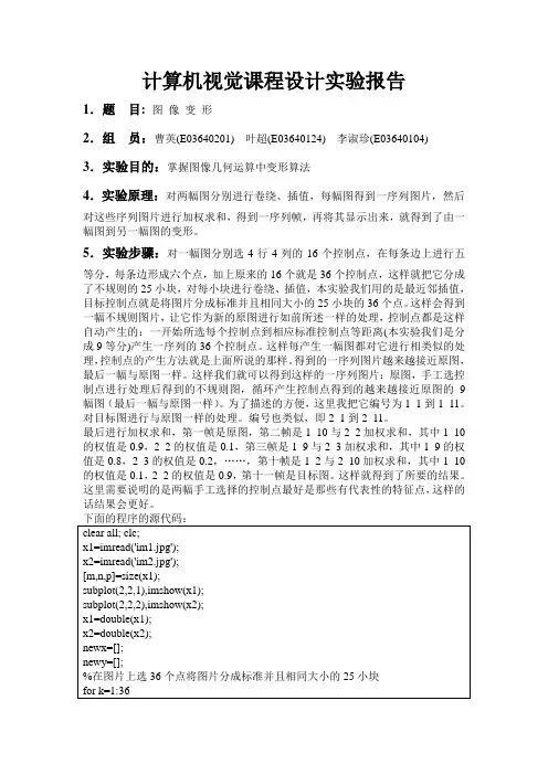 计算机视觉课程设计报告