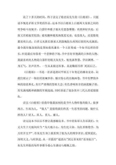 白鹿原读后感5000字