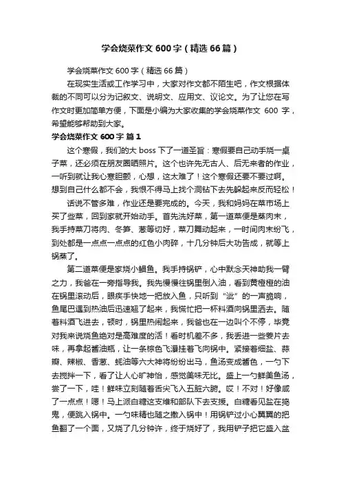 学会烧菜作文600字（精选66篇）