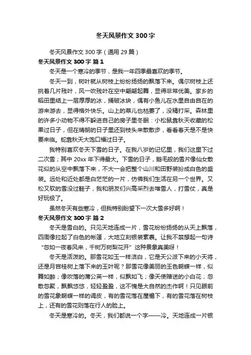 冬天风景作文300字（通用29篇）