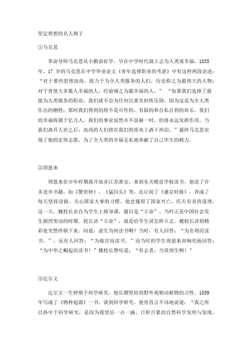 坚定理想的名人例子