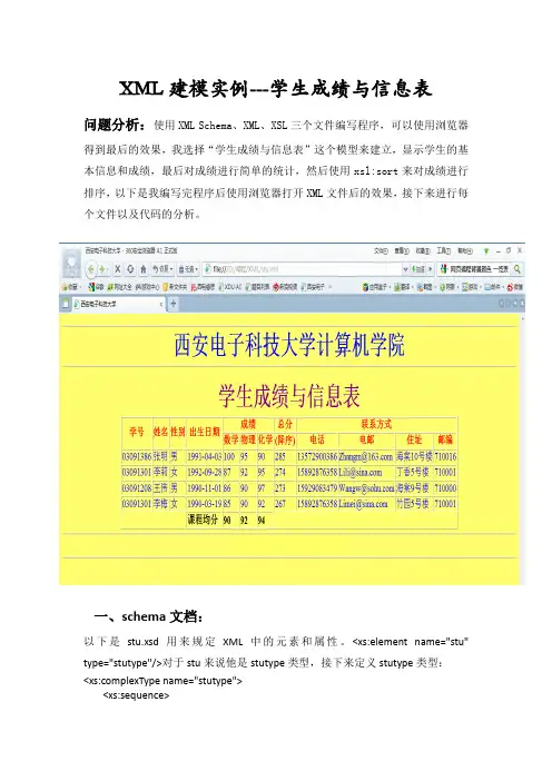 XML建模实例---学生成绩与信息表