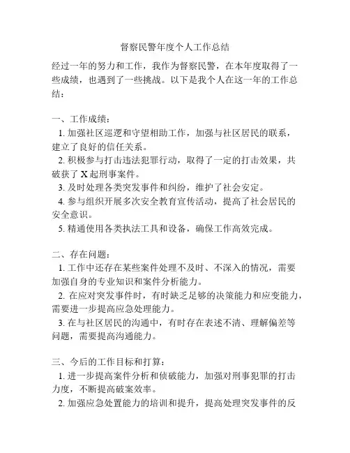 督察民警年度个人工作总结