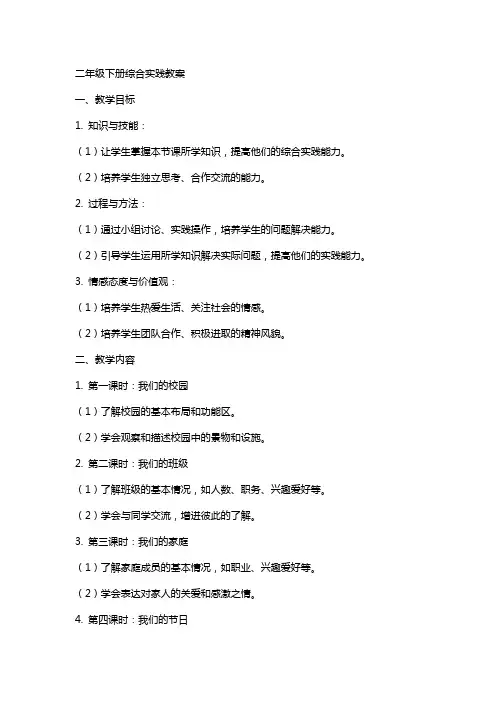 二年级下册综合实践教案
