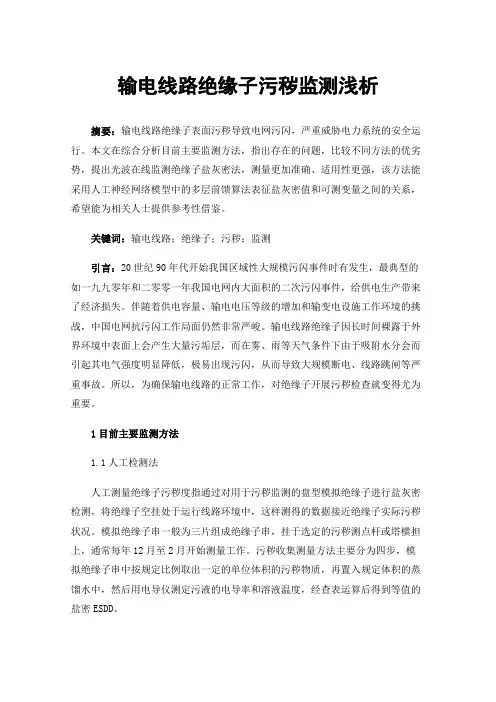 输电线路绝缘子污秽监测浅析
