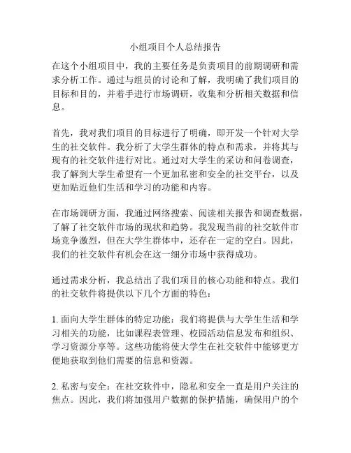 小组项目个人总结报告