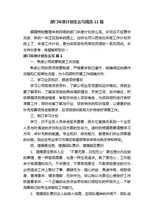 部门年度计划怎么写精选11篇