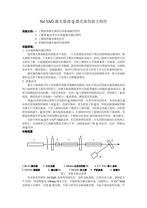 Nd：YAG激光器调Q激光束的放大特性