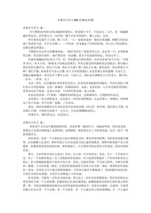 青葱岁月作文800字(精选3篇)
