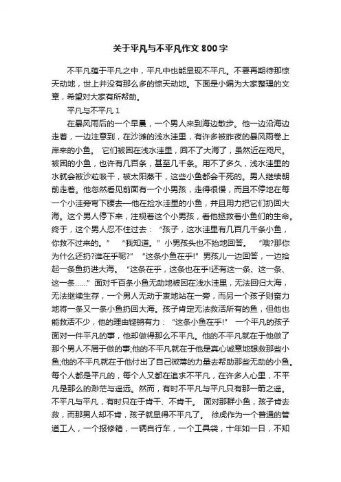 关于平凡与不平凡作文800字