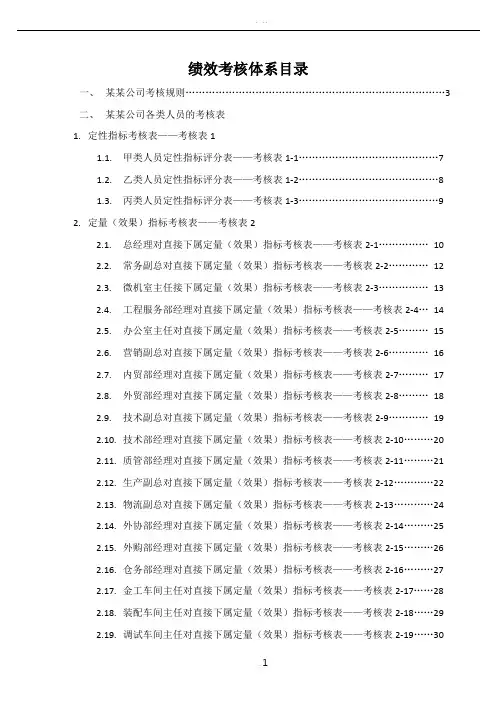 公司绩效考核全套流程与表格