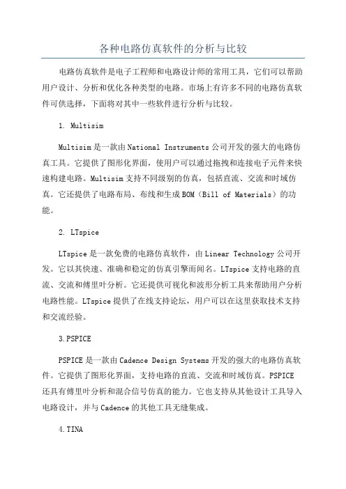 各种电路仿真软件的分析与比较