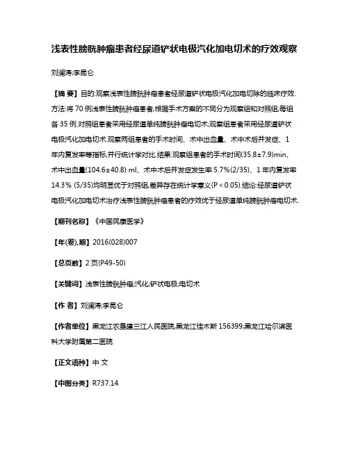 浅表性膀胱肿瘤患者经尿道铲状电极汽化加电切术的疗效观察
