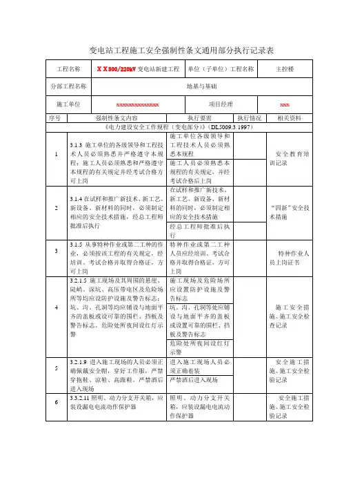 强条执行情况检查表安全部分.doc