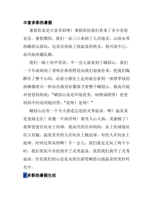 丰富多彩的暑假作文400字
