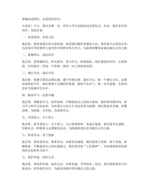 小学生实践活动宣誓词