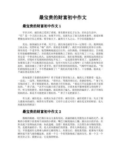 最宝贵的财富初中作文
