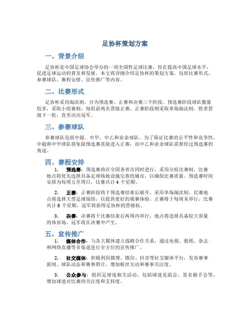 足协杯策划方案