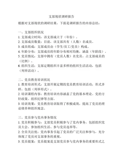 支部现状调研报告