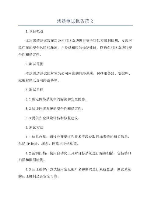 渗透测试报告范文