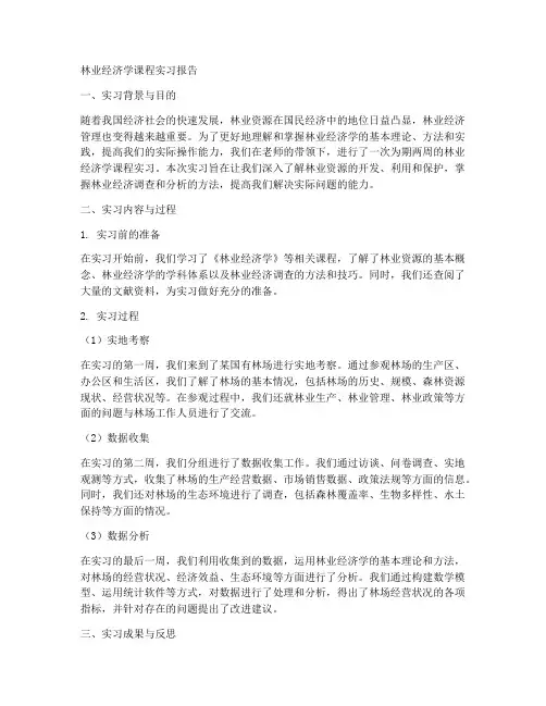 林业经济学课程实习报告