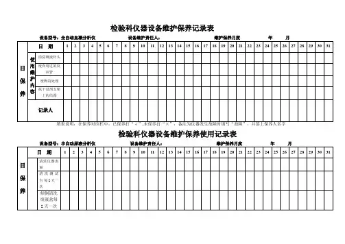 检验科仪器设备维护保养记录表