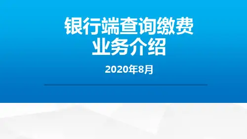 银行端查询缴税费业务流程操作培训