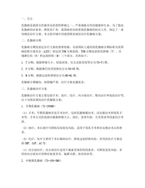 国家规范治疗乳腺癌方案