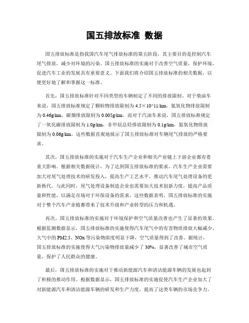 国五排放标准 数据