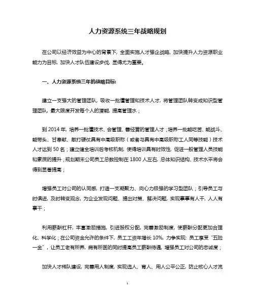 人力资源系统三年战略规划
