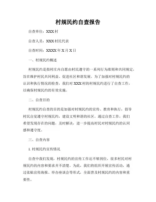 村规民约自查报告
