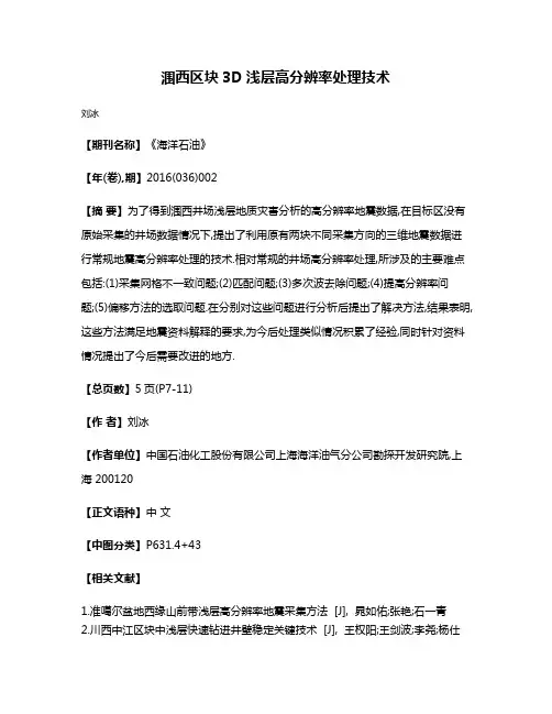 涠西区块3D浅层高分辨率处理技术