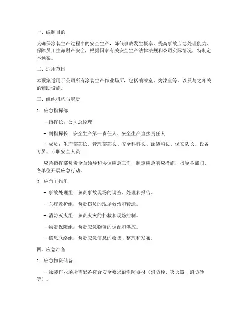 涂装生产应急预案范文