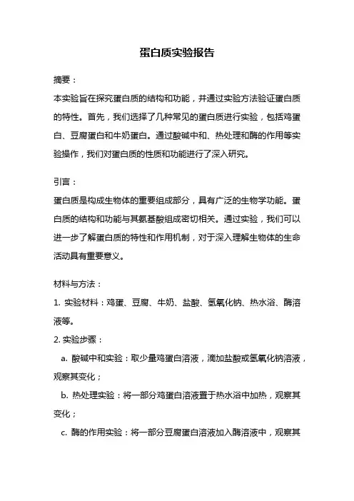蛋白质实验报告