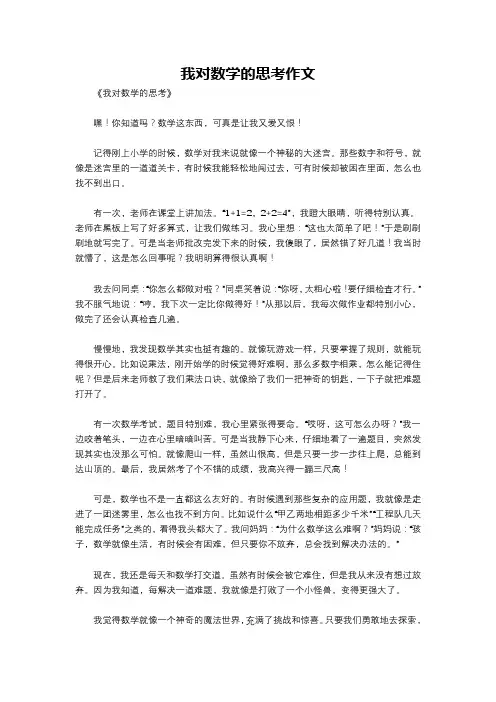我对数学的思考作文